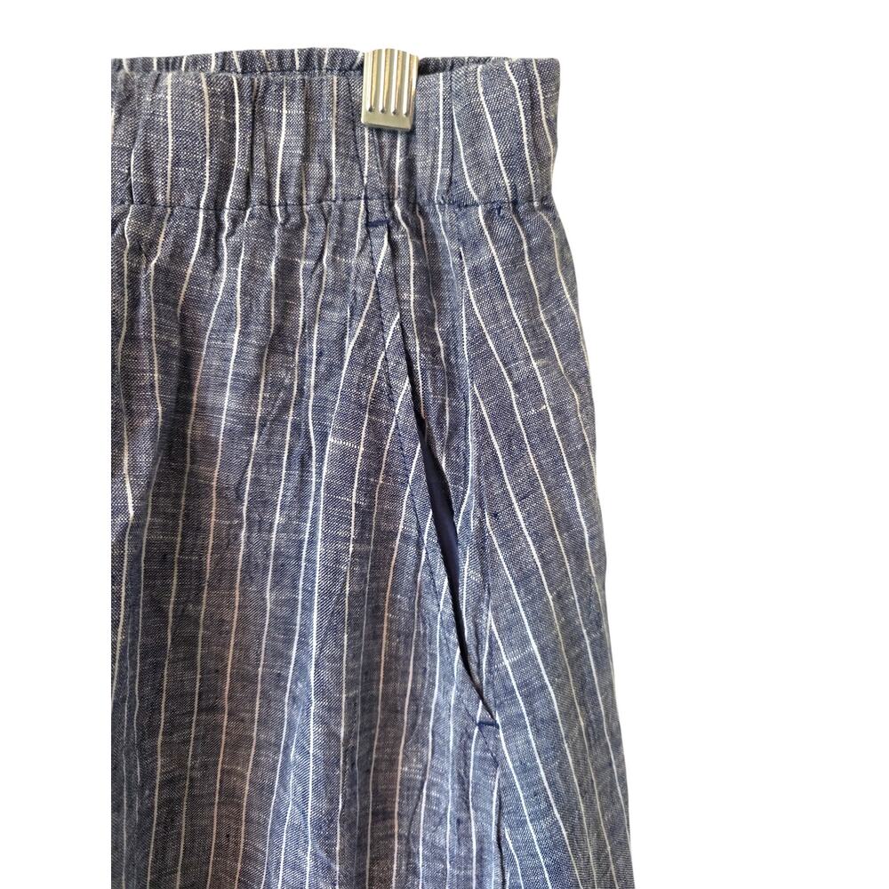 Eileen Fisher Womens Puckered Organic Linen Pocket Skirt Large Blue Pinstripe - Picture 4 of 6